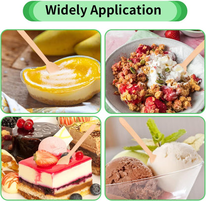 Disposable Small Wooden Ice Cream Spoons 3.8", 200 Counts Mini Wooden Tiny Spoons, 100% Biodegradable Compostable Wooden Cutlery Cake Dessert Yogurt Tea Spoons for Party, Picnics