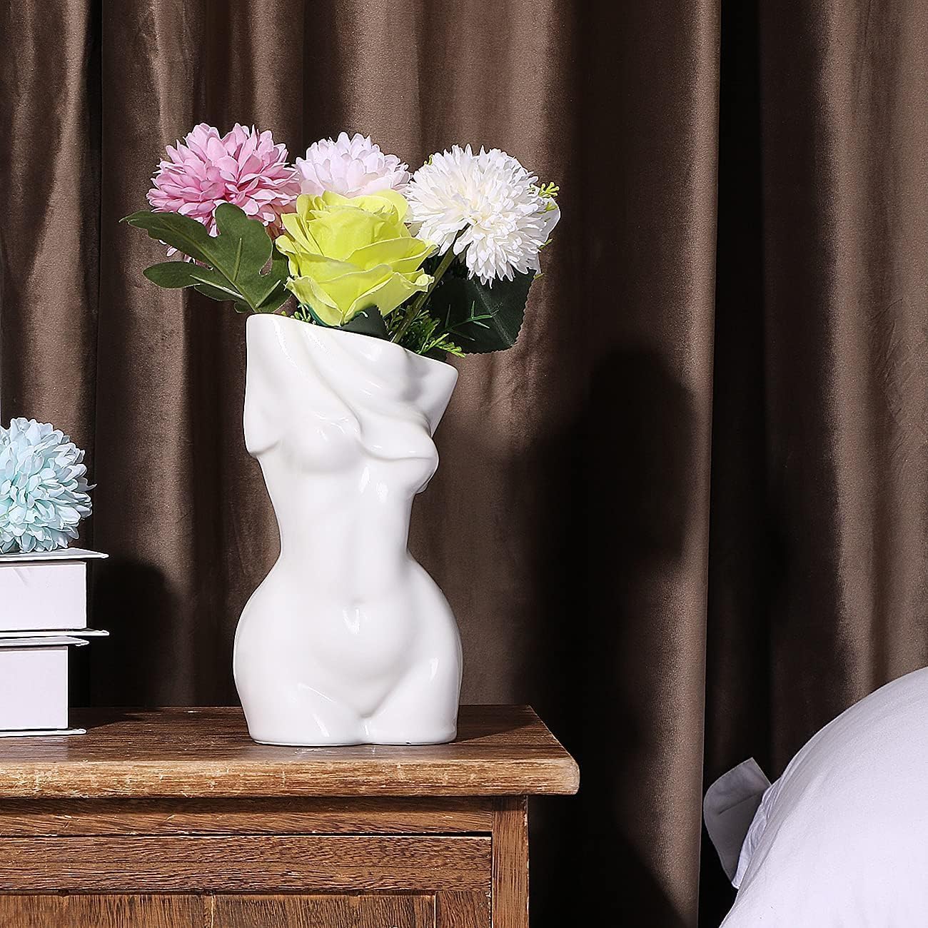 Feminine Body Vase Ceramic Female Undressing Vase, Modern Body Vase Creative White Vase for Living Room Bookshelf Home Decor