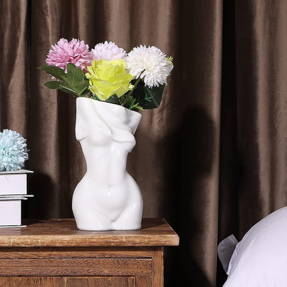 Feminine Body Vase Ceramic Female Undressing Vase, Modern Body Vase Creative White Vase for Living Room Bookshelf Home Decor