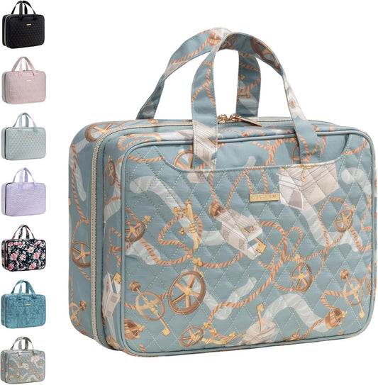 Everfun Hanging Travel Toiletry Bag for Women Traveling With Leakproof Compartment Makeup Cosmetic Organizer Dopp Kit Travel Accessories Essentials Must Have, Muted Green, Large, Travel Makeup Bag