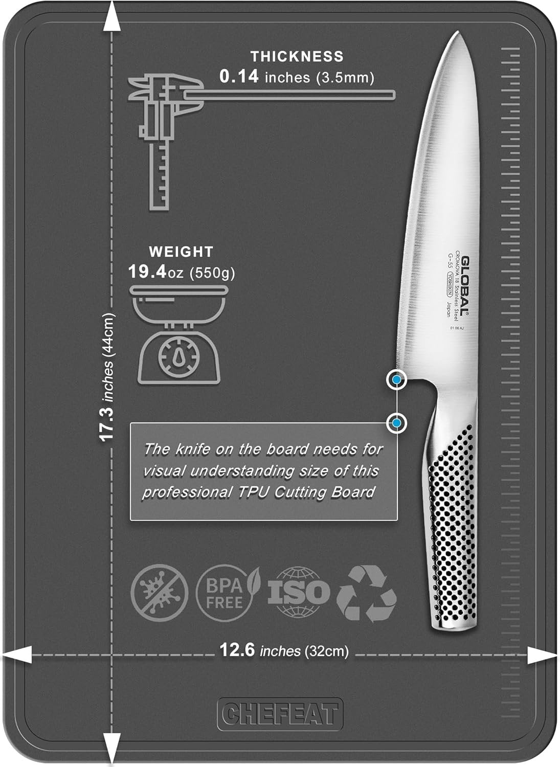 Extra Large TPU Cutting Board 17.3" x 12.6" – Flexible, Knife-Friendly, Scratch-Resistant, Dishwasher Safe, BPA-Free, Double-Sided Chopping Board with Juice Groove for Meat, Vegetables & More