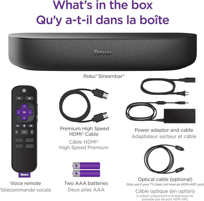Roku Streambar (Official Manufacturer Product) | 4K/HD/HDR Streaming Media Player & Premium Audio, All in One, Includes Roku Voice Remote