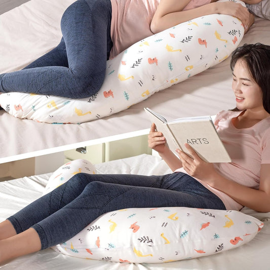 BYRIVER C Shaped Maternity Pillow for Sleeping Pregnant Women Body Pillow, Leg Knee Belly Support Sleep Pillow, Nursing Posture Breast Feeding Pillow, for New Mom (Dinasour)
