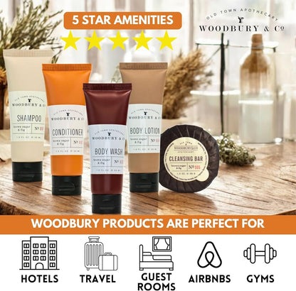 WOODBURY & CO Hotel Soap & Bulk Toiletries (150 PK, 1 oz each),Airbnb Essentials for Hosts & Guests Shampoo & Conditioner Supplies,Guest,Hotel Toiletries Bulk Set,Mini Travel Size Toiletries,Air BnB
