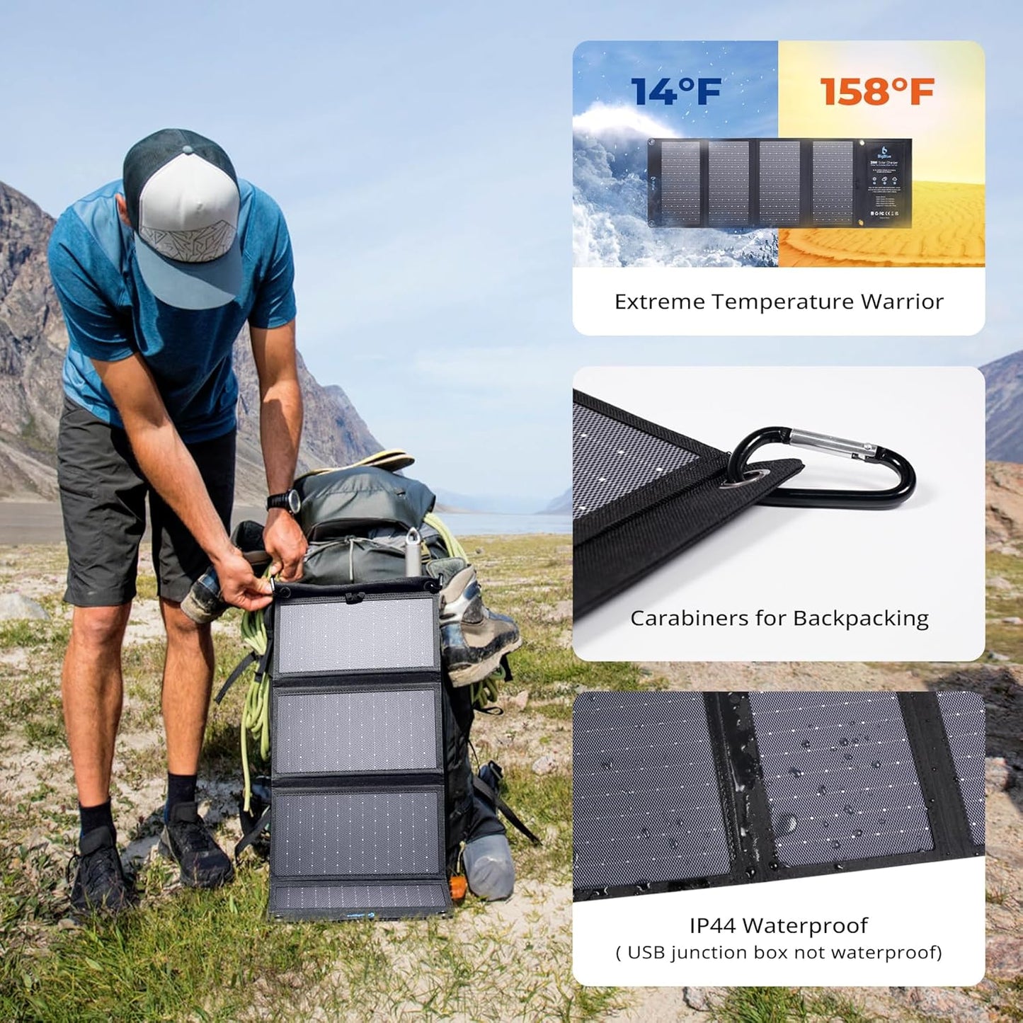 [Upgraded]BigBlue 3 USB Ports 28W Solar Charger(5V/4.8A Max), Foldable Portable Solar Phone Charger with SunPower Solar Panel Compatible with iPhone 11/Xs/XS Max/XR/X/8/7, iPad, Samsung Galaxy LG etc.