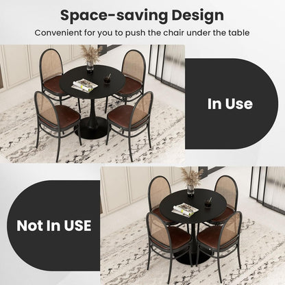 Giantex Black Round Dining Table, 32" Modern Tulip Kitchen Table w/ 0.9” Thickened Tabletop & Sturdy Metal Pedestal, Mid-Century Leisure Table for Small Places, Dining Room, Living Room, Cafe