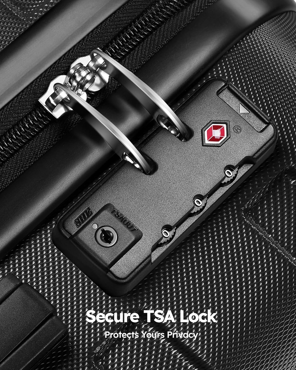Suitour Luggage Sets 3 Piece, Hardside Lightweight Suitcase Sets with Spinner Wheels,TSA Lock,20/24/28 inches Travel Luggage Black…