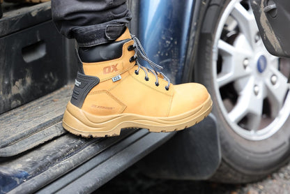 OX Tools Nubuck Leather Safety Boots-Size 13, OX Attitude Honey-Nubuck Leather Safety Boots, Size 44, Honey, UK, Honey