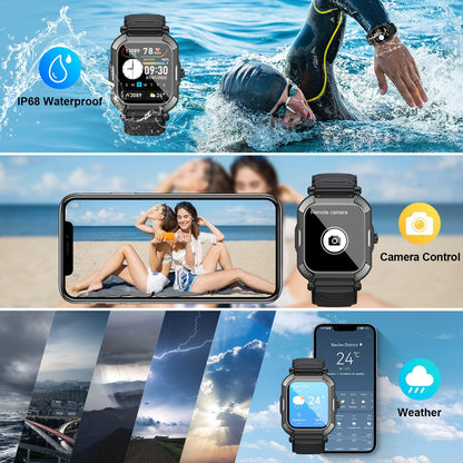 Waterproof Men's Fitness Watch Smartwatch: Bluetooth Calling and Hands-Free Response Military Smart Watch Tracker Heart Rate Monitor Pedometer Blood Pressure Calorie Sports for Android iOS