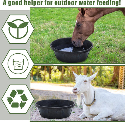 Sadnyy 5 Pcs Rubber Feeder Pan 8 Quart Livestock Feed Pan Rubber Feeder Tubs for Horses Large Utility Horse Feed Bucket Dog Bowl for Goats Pig Chicken Dust Bath Animal Feeding, 14.5 x 4.5 Inches