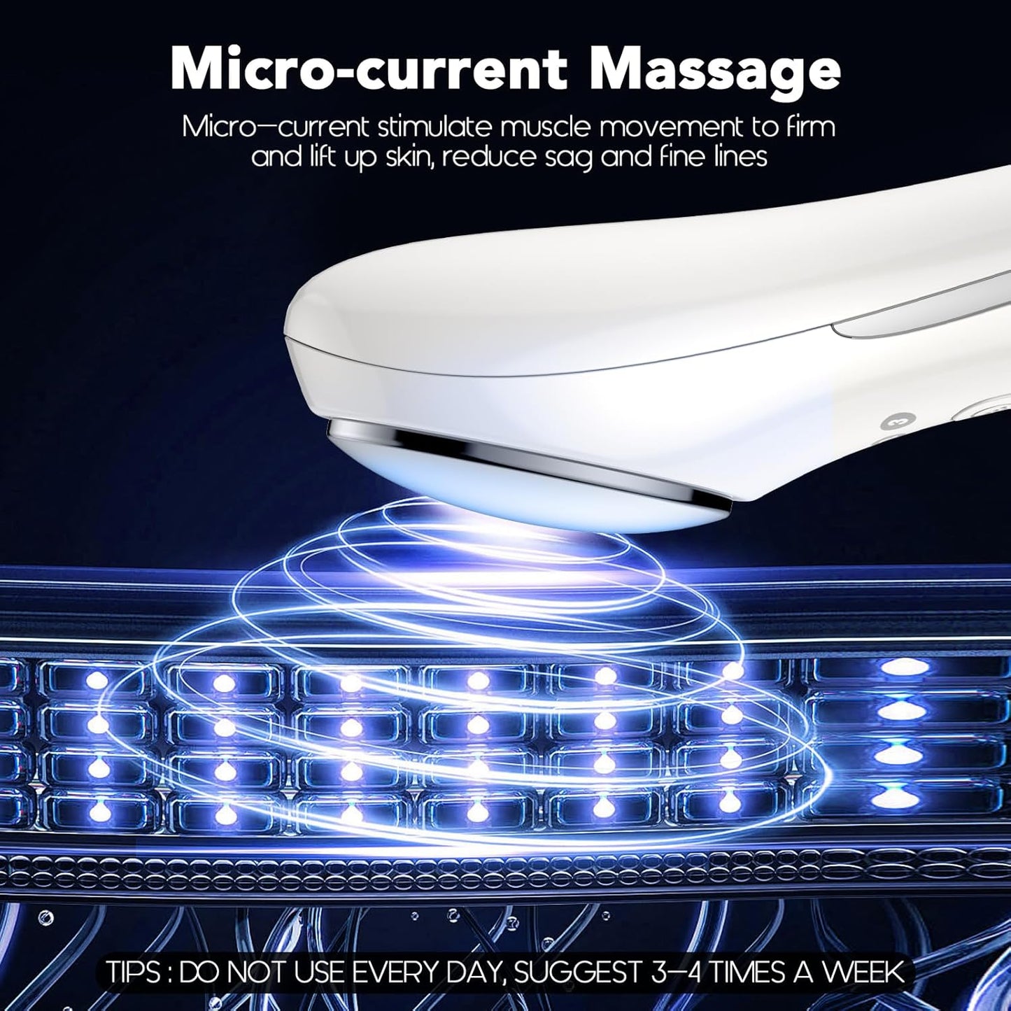 DOCOCO Facial Massager, Rechargeable Face Lift Device, Home Skin Care Tools with Microcurrent, Vibration, Hot Compress, Clean Pores, Moisturize and Firm Skin, Reduce Wrinkle, Fine Lines
