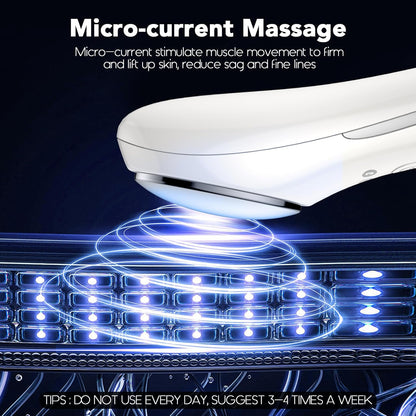 DOCOCO Facial Massager, Rechargeable Face Lift Device, Home Skin Care Tools with Microcurrent, Vibration, Hot Compress, Clean Pores, Moisturize and Firm Skin, Reduce Wrinkle, Fine Lines