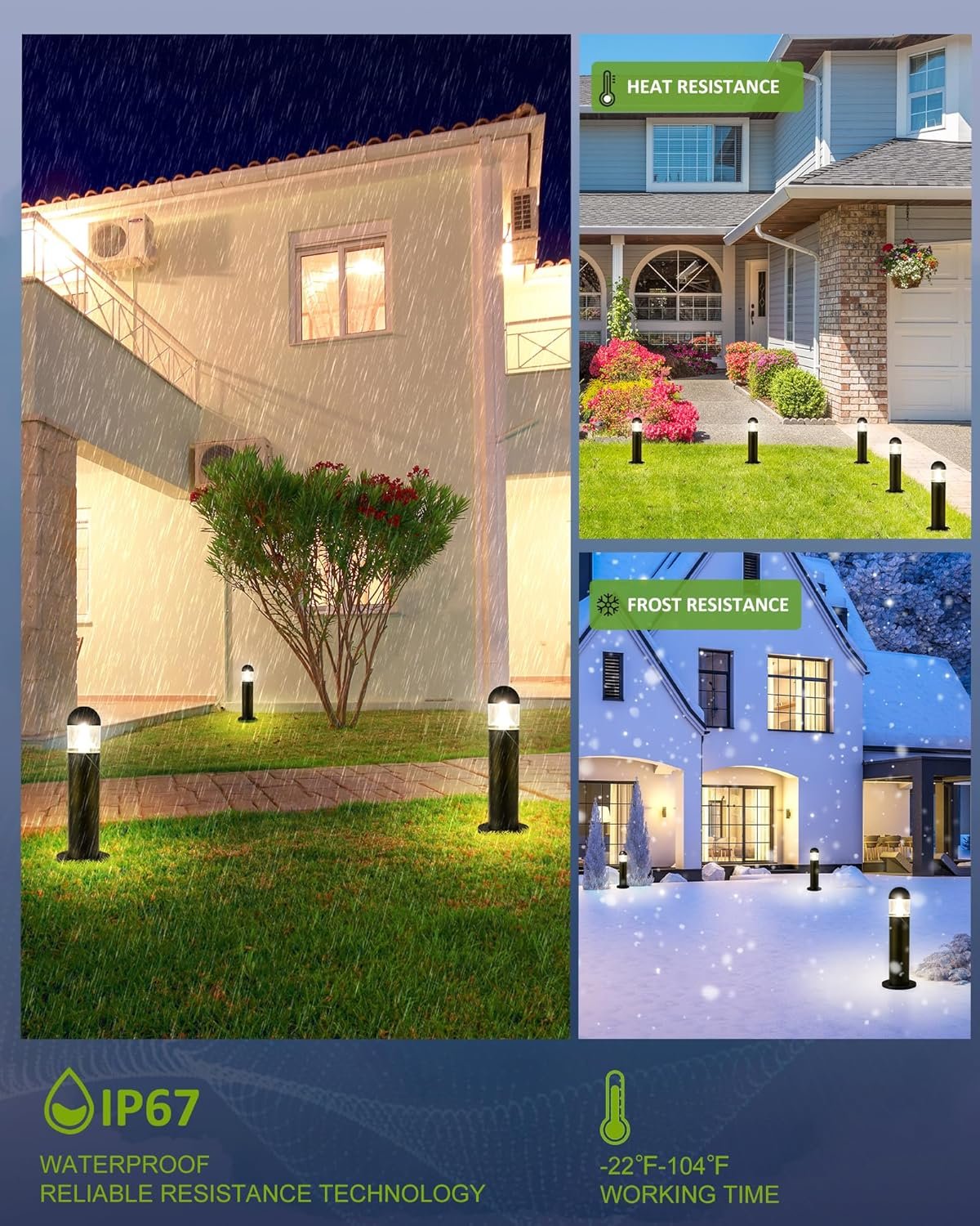 MOON-DE-AGE Low Voltage Landscape Pathway Lights, 12V LED Bollard Light IP67 Waterproof, Outdoor Driveway Walkway Wired Lights (Included Connector) - Yard Garden Lawn, 2700K Warm White, 12 Pack