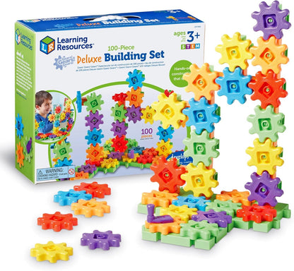 Learning Resources Gears! Gears! Gears! 100-Piece Deluxe Building Set, STEM Construction Toy Set, Puzzle, 100 Pieces, Ages 3+
