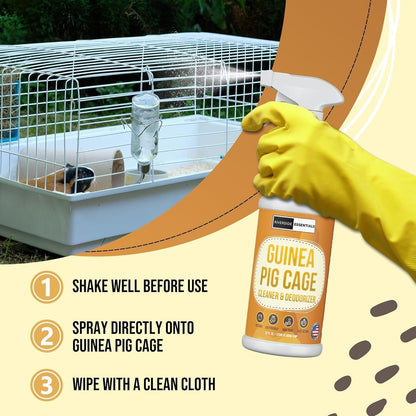 Riverside Essentials 32oz Guinea Pig Cage Cleaner & Deodorizer Spray - Safe & Effective Odor Eliminator for Small Animal Cages - Non-Toxic & Pet Safe Friendly Formula - Made in the USA