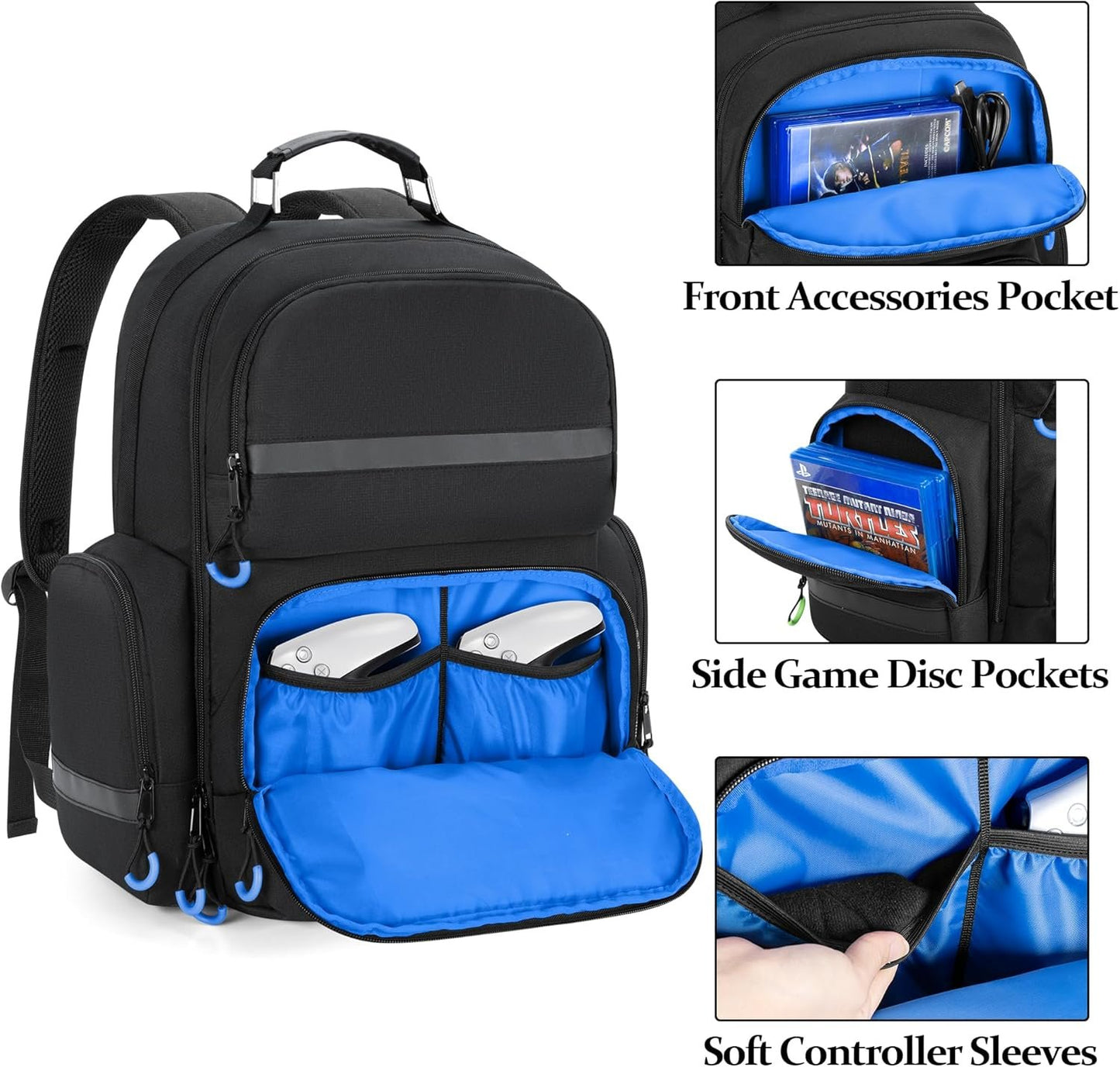 PGmoon Console Backpack Compatible with PlayStation 5/PS5 Slim/PS5 Pro, Travel Carrying Case Bag with Protective Liner, Fits 15.6’’ Laptop, Controllers and Most Gaming Accessories (Patent Design)