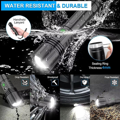 MOREVAC Rechargeable LED Flashlights High Lumens, High Lumens & 1500 Meters Super Bright Rechargeable Tactical Flashlight with 5 Modes,Waterproof,Powerful Handheld Flash Light for Camping