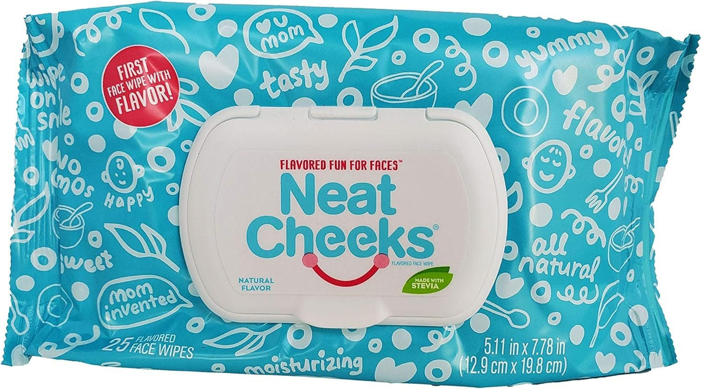 The Original NeatCheeks Natural Flavored Baby Face Wipes for Sensitive Skin - As seen on Shark Tank! (6 Packs of 25)