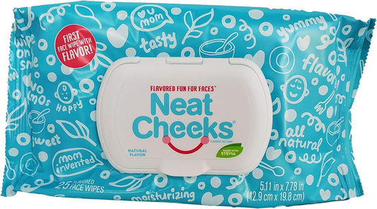 The Original NeatCheeks Natural Flavored Baby Face Wipes for Sensitive Skin - As seen on Shark Tank! (6 Packs of 25)