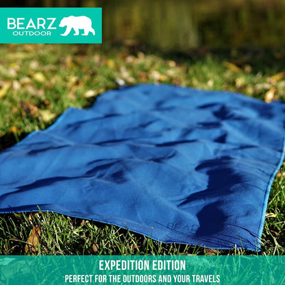 BEARZ Outdoor Microfiber Towel Set for Travel & Sports. Compact & Absorbent Cloth for Camping Swimming Beach Gym Yoga Golf. Gear w/Bag Water Resistant Pocket Carabiner Face Cloth