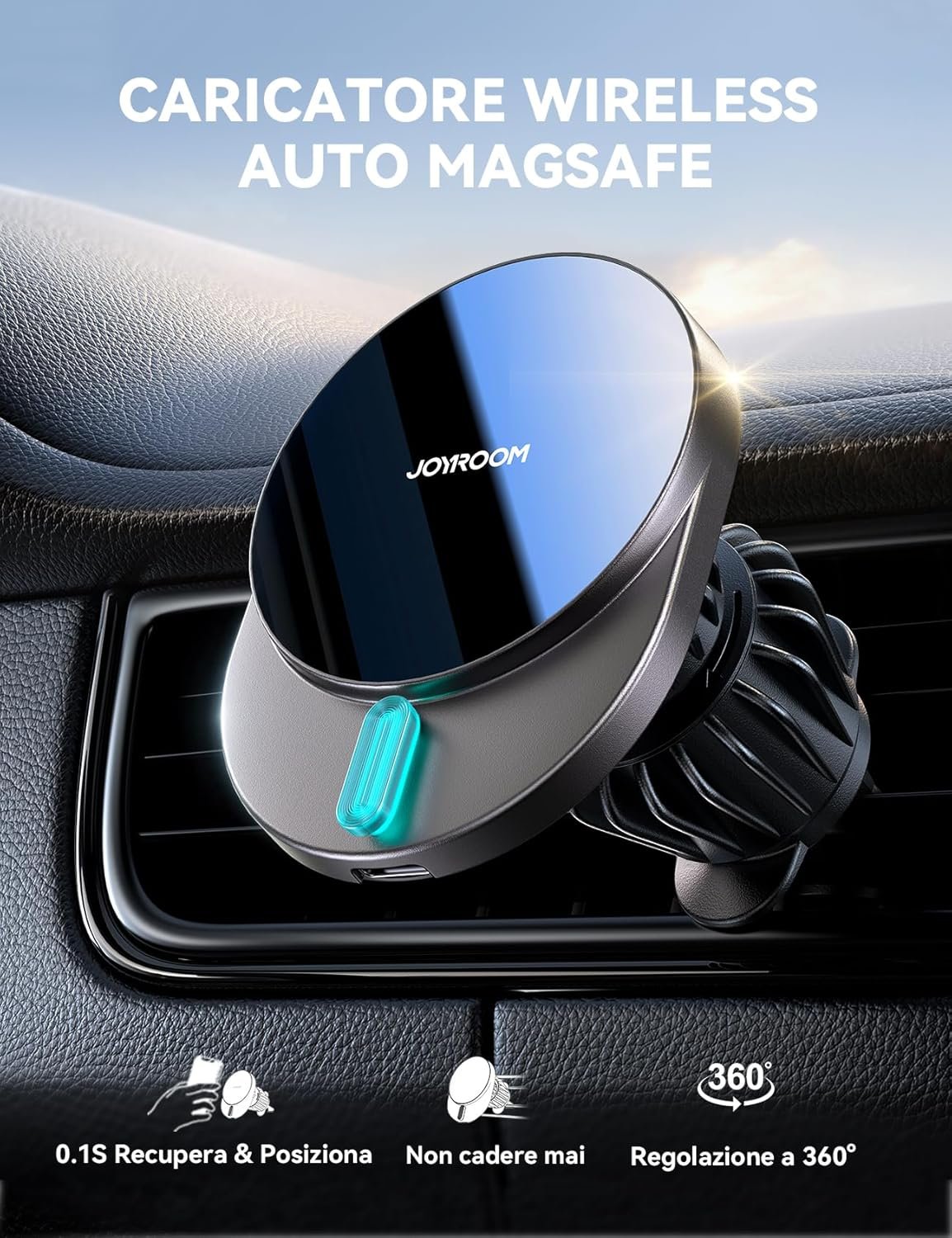 JOYROOM Magsafe Wireless Car Charger for Air Inlet, 15W Fast Charging Magnetic Car Phone Holder, Car Wireless Charging Compatible with iPhone 15/14/13/12 Series