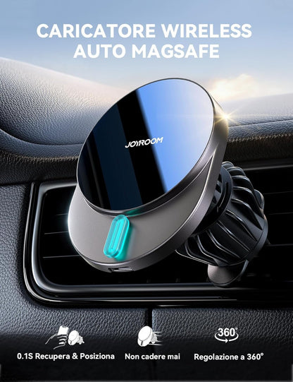 JOYROOM Magsafe Wireless Car Charger for Air Inlet, 15W Fast Charging Magnetic Car Phone Holder, Car Wireless Charging Compatible with iPhone 15/14/13/12 Series