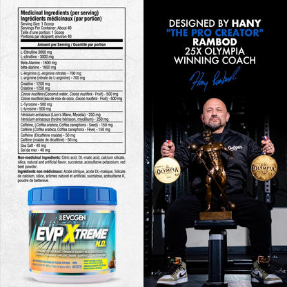 Evogen EVP Xtreme NO - Pre-Workout | Muscle Pump, Energy & Focus, Boosts Nitric Oxide | Arginine Nitrate, L-Citrulline, Natural Caffeine | Tropic Thunder | 40 Servings