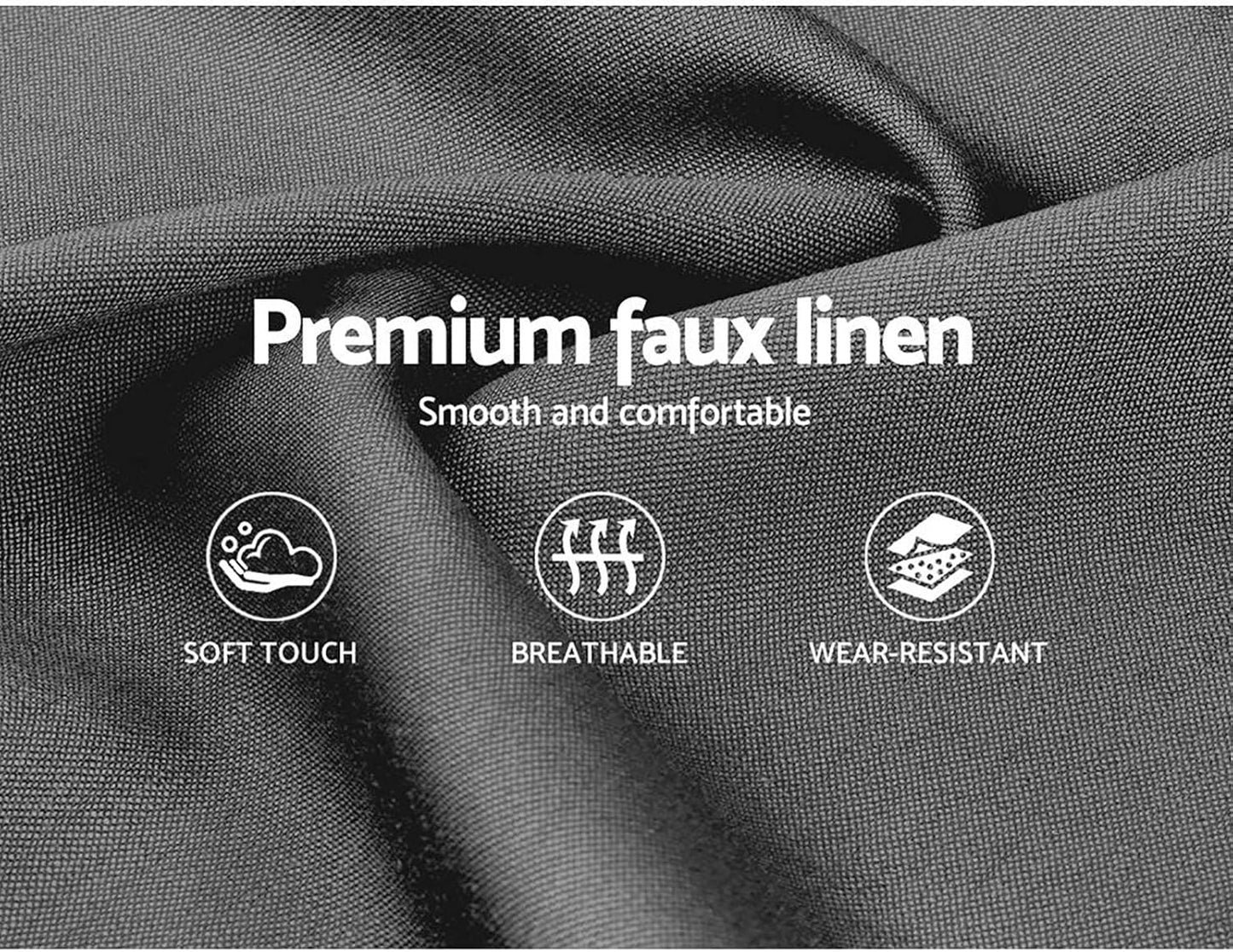 Artiss Queen Bed Frame Platform Checkered Headboard Wooden Beds Base Frames Bedroom Room Decor Home Furniture, Upholstered with Grey Faux Linen Fabric + Foam + Wood, Modern Design