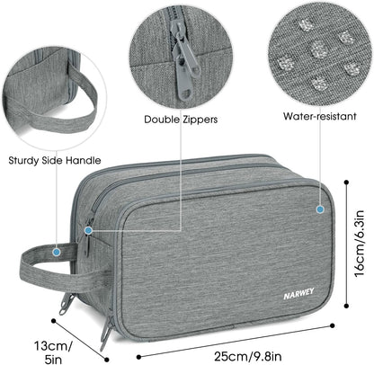 Narwey Large Travel Toiletry Bag for Men and Women for Toilets Accessories with Free Wet Dry Bag, grey