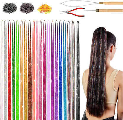 Kit Fili Luminosi Per Capelli | Set Capelli Fatati Con Filo Luccicante | Accessori Glitter Termoresistenti Per Cosplay Completi Di Attrezzi Per Natale Capodanno Matrimoni Feste A Tema Compleanni