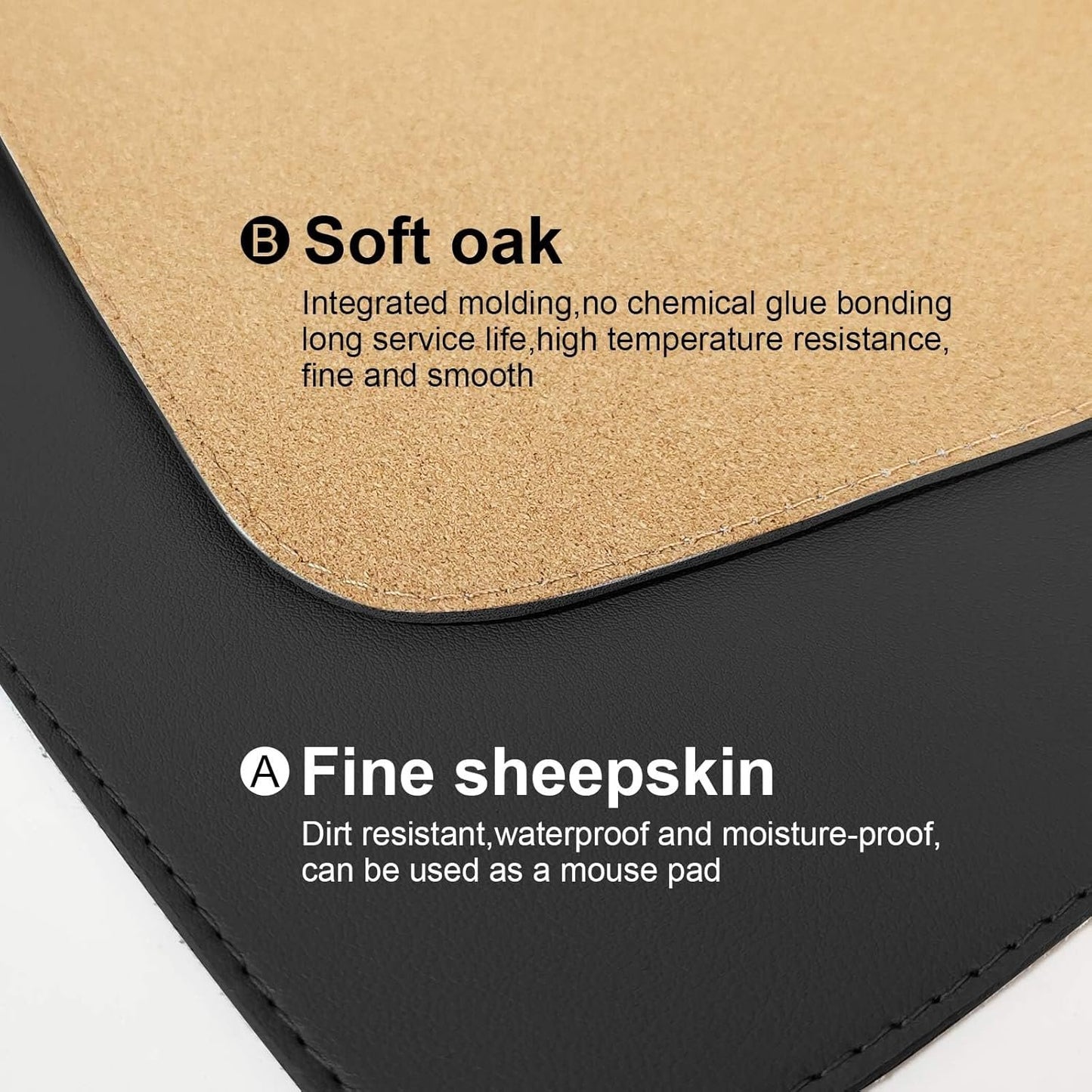 DAWNTREES Dual Sided Desk Mat,40"x16",PU Leather & Cork Desk Pad Protector,Large Mouse Pad and Keyboard Mat,Desk Writing Pad for Office and Home,with Valet Tray Organizer