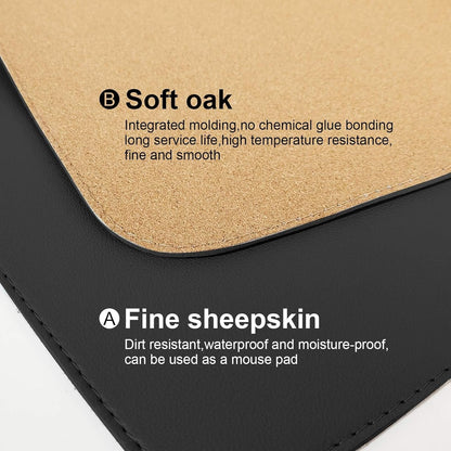 DAWNTREES Dual Sided Desk Mat,40"x16",PU Leather & Cork Desk Pad Protector,Large Mouse Pad and Keyboard Mat,Desk Writing Pad for Office and Home,with Valet Tray Organizer