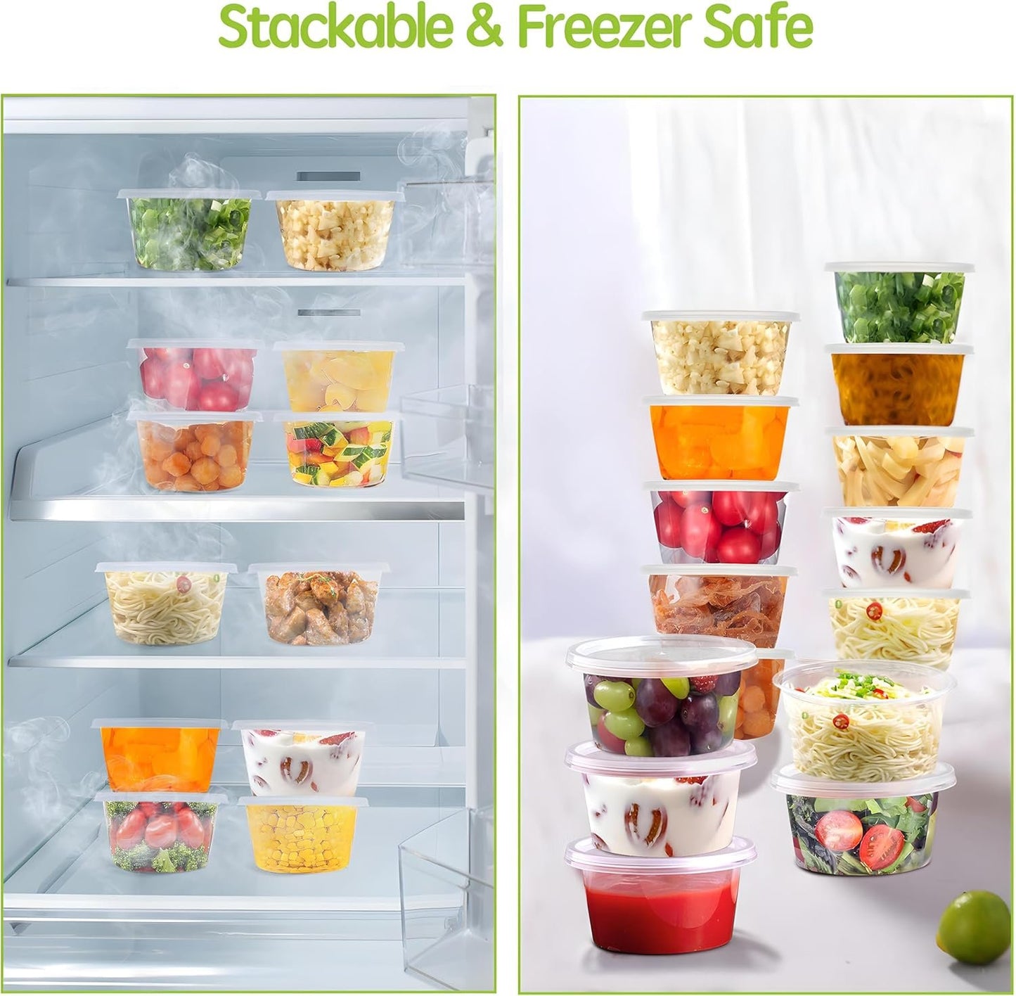 Taehuhnn 50 Pcs 16 oz Deli Food Plastic Storage Containers with Airtight Lids, Freezer & Microwave & Dishwasher Safe, Leakproof Take Out Meal Prep Food Storage Containers for Snack Soup Salad Fruit