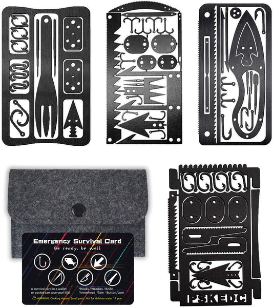 PSKOOK Survival Multitool Card Emergency Camping Tool EDC Kit in Your Wallet Outdoor Hunting Fishing Hiking Gear