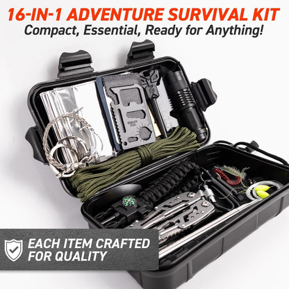 72HRS Multipurpose 16 in 1 Emergency Survival kit, Multitool kit, Survival Gear & Equipment for Hiking, Camping, Fishing, Hunting & Outdoor, Corporate Gift