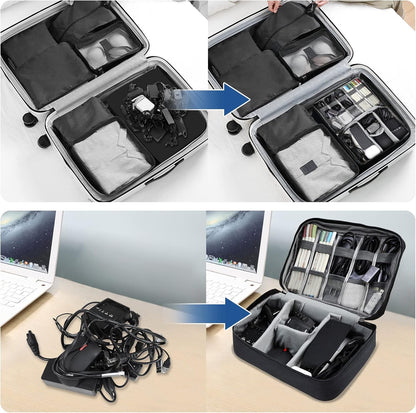AiQInu Cable Organizer Travel Bag Organizer Cable Organizer Water Resistant Portable Cable Organizer for Charger, USB Stick, Headset, Power Bank, Hard Disk, SD Card