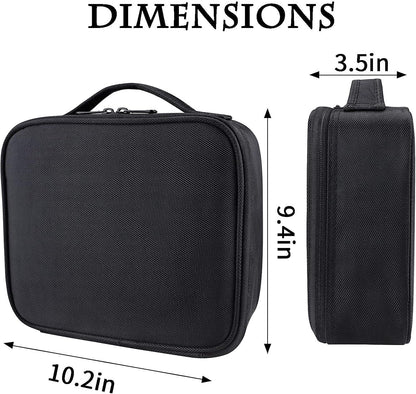 GZCZ Travel Makeup Bag,Large Capacity Makeup Train Case Portable Artist Cosmetic Bag with Adjustable Dividers for Cosmetics Makeup Brushes Toiletry Jewelry Digital Accessories （S - Black）