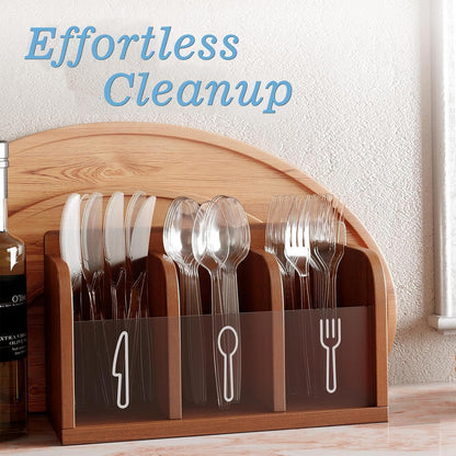 Clear Plastic Cutlery Set 150 PCS, Disposable Cutlery Set - 50 Forks, 50 Spoons, 50 Knives, Reusable Plastic Silverware for Birthday Party Supplies