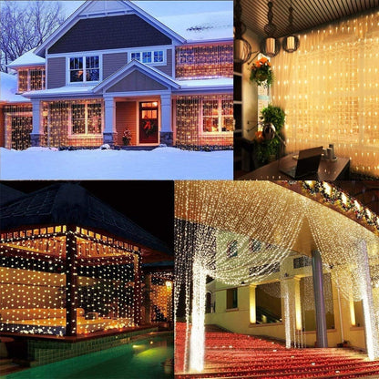 Fairy Curtain Lights, AmazerTec 300 LED Window Curtain String Light Wedding Party Home Garden Bedroom Outdoor Indoor Wall Decorations (Warm White)