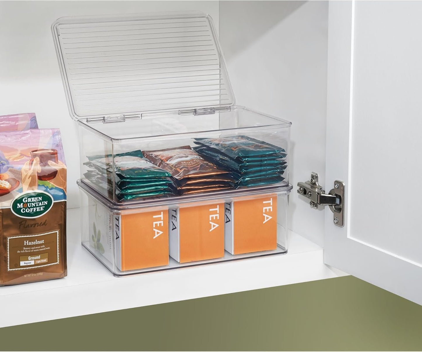 InterDesign Cabinet/Kitchen Binz Stackable Kitchen Storage Container, Extra Large Plastic Storage Boxes for The Kitchen, Clear