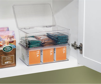 InterDesign Cabinet/Kitchen Binz Stackable Kitchen Storage Container, Extra Large Plastic Storage Boxes for The Kitchen, Clear