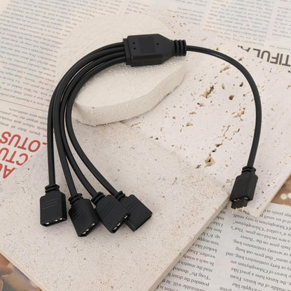 eMagTech 2Pcs Cable ARGB 3Pin 1 to 4 Female to Male Splitter Cable for Water Cooling Radiator Computer Case CPU Radiator Case Fan 5V 33cm