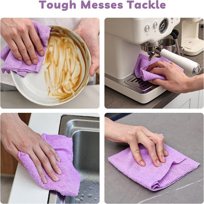 Socrates Microfiber Cleaning Cloth Roll – 50 Tear-Away, Ultra-Absorbent, Reusable, Washable, Quick-Dry Towels in Purple