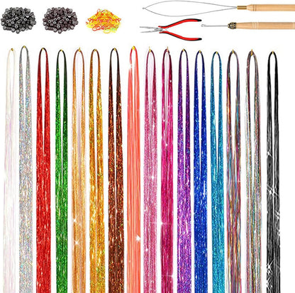 Kit Con Fili Luminosi Per Capelli Ragazze | Set Brillante Per Decorazioni Capelli,Accessori Cosplay Con Glitter Resistente Al Calore E Attrezzi Per Natale Halloween Matrimoni Compleanni E Uso Quotidia