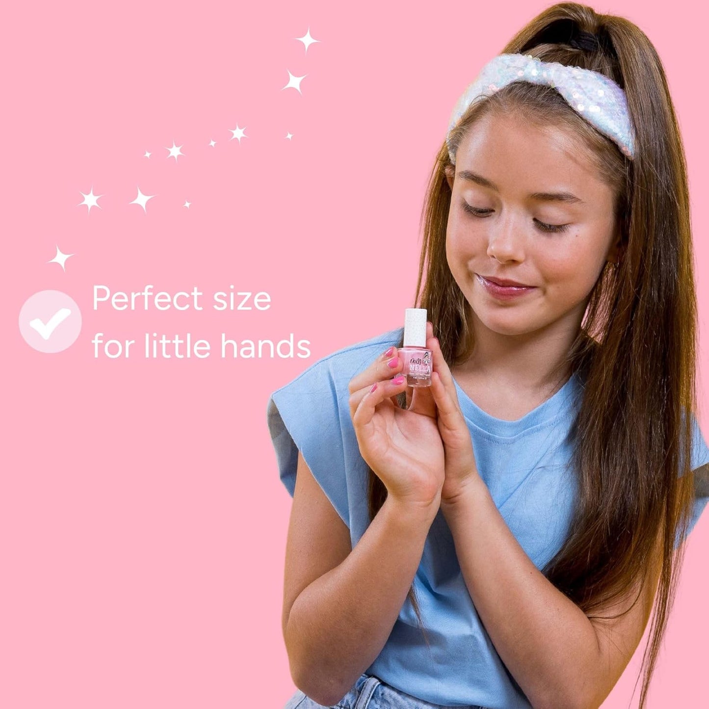 Miss Nella Cheeky Bunny Special Pink Glittery Nail Polish for Kids with Peel-off Water Based Formula by MissNella