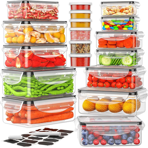 36 PCS Large Food Storage Containers with Lids Airtight(18 Containers with 18 Lids) - BPA Free Plastic Meal Prep Containers Set, Leakproof Kitchen and Pantry Organization - with Labels & Pen(18 pcs)