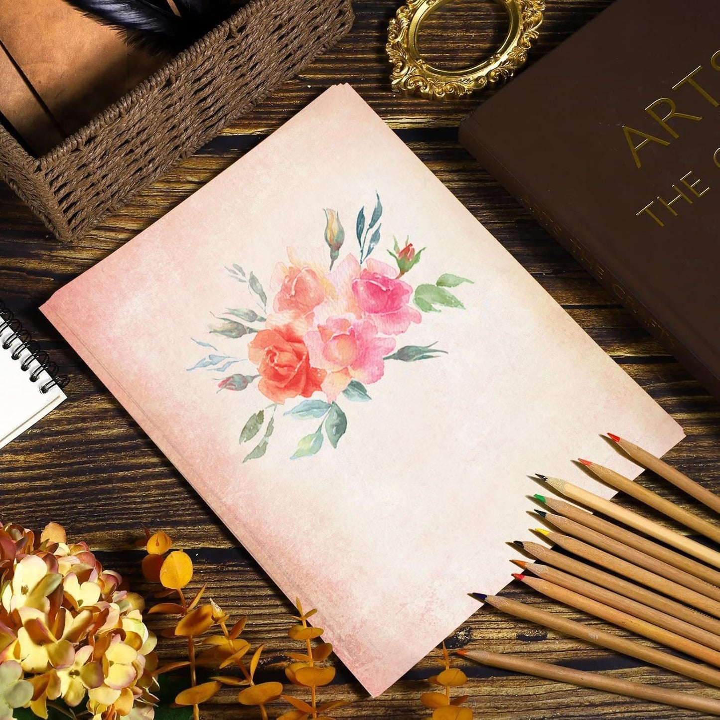 120 Pcs Vintage Stationery Paper,Antique Design Printing/Writing Papers 8.4 x 11.6 Inch,A4 Vintage Double Side Printing Papers,Letter Writting Paper,Letterhead for Resume,Diploma,Certificates