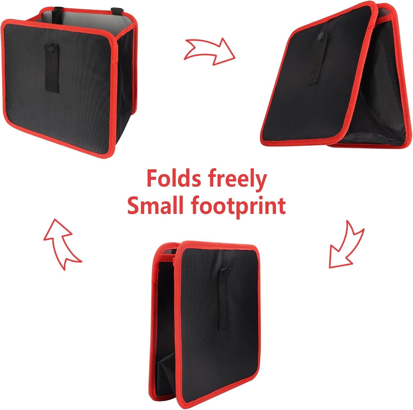 Car Trash Can,Hanging Waterproof Oxford Fabric Car Trash Bin with 7L Large Capacity,Multipurpose Car Accessories Car Organizer Car Garbage Bag for Keeping Interior Tidy (Black+Red)