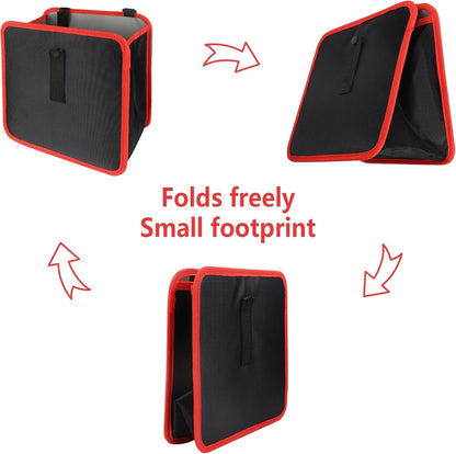 Car Trash Can,Hanging Waterproof Oxford Fabric Car Trash Bin with 7L Large Capacity,Multipurpose Car Accessories Car Organizer Car Garbage Bag for Keeping Interior Tidy (Black+Red)