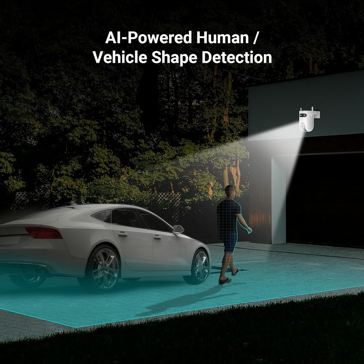 EZVIZ H9c 2K Dual-Lens Outdoor Security Camera, 360Â° PTZ WiFi Home Surveillance Camera, Human/Vehicle Detection, 40M Color Night Vision, Waterproof, Enhanced Dual Wi-Fi Antennas